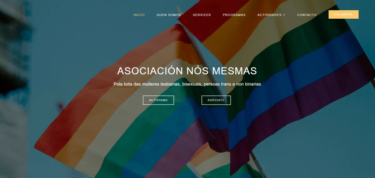 Captura del sitio web de la Asociación Nos Mesmas